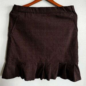 Chic Brown Mini Skirt with Ruffle Hem